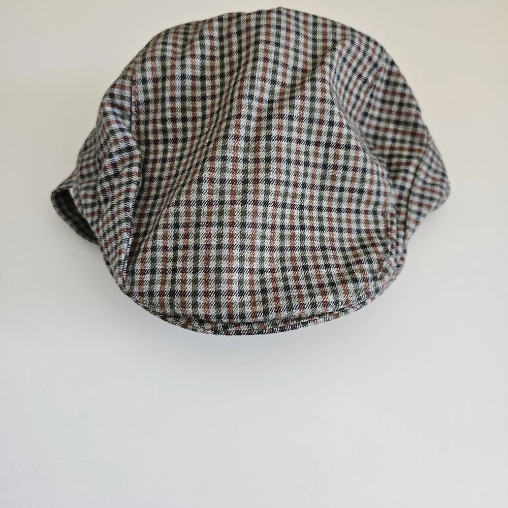 Janie And Jack Newsboy‎ Skip Cap Check Plaid Baby Hat Size 3-6 Months Chin Strap